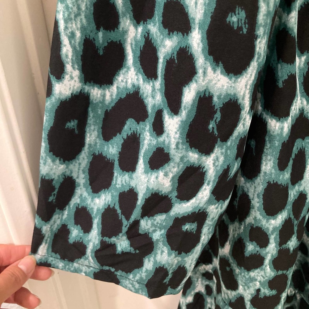 Shein Curve Plus Leopard Print Colorblock Ruffle … - image 8